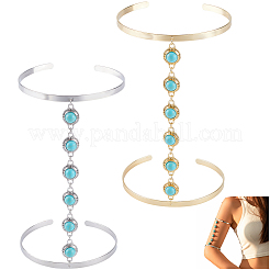 2 шт. двухцветный сплав браслеты-манжеты на плечо для женщин&nbsp;BJEW-CY0001-02