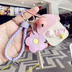 5 цветной силиконовый чехол для ключей с цветочным узором AJEW-DJ0005-51