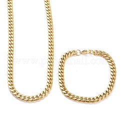 Ионное покрытие (ip) 304 нержавеющая сталь кубинские звенья цепи браслеты и ожерелья ювелирные наборы SJEW-B019-03B-G