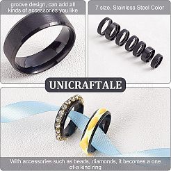14 шт. 7 размер 201 нержавеющая сталь простое кольцо для мужчин и женщин RJEW-DC0001-06A