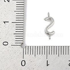 304ステンレススチールレターコネクタチャーム  ステンレス鋼色  文字S  12x4.5x2mm  穴：1.2mm&nbsp;STAS-M108-01P-19