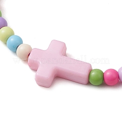 Браслеты из крестообразных и круглых акриловых бусин BJEW-JB10239-02