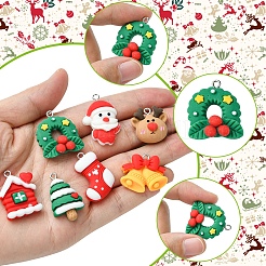 48шт 12 стиля рождественская тема непрозрачные подвески из смолы RESI-FS0001-73