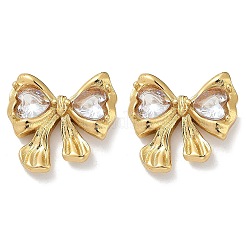 Серьги-гвоздики из нержавеющей стали 304 с бантом и стеклом&nbsp;EJEW-M105-02G