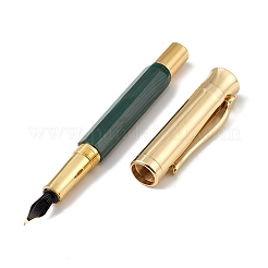 天然マラカイト真鍮ペン  レイキエネルギー万年筆  ペンケース付き  オフィス＆スクール用品  142x19x14mm&nbsp;AJEW-M209-03G