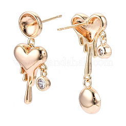 Серьги-гвоздики с прозрачным кубическим цирконием из латуни с микропаве&nbsp;KK-N216-409LG