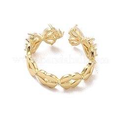 Anneaux de manchette ouverts en laiton micro pavé de zircone cubique&nbsp;RJEW-R146-17D-G