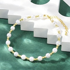 Браслеты из круглых бусин из искусственного жемчуга для женщин BJEW-M104-01G