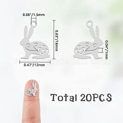20 шт. подвески в виде кролика из нержавеющей стали 201 STAS-HY0001-02P
