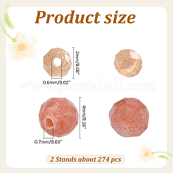 2 filo 2 stili di fili di perline di pietra di luna naturale e pietra di luna color pesca&nbsp;G-ME0001-47