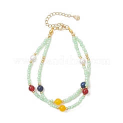 3шт стеклянные многорядные браслеты из семян для женщин BJEW-JB12039