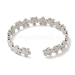 Браслеты-манжеты из нержавеющей стали 304 с цветочным узором для женщин&nbsp;BJEW-L682-013P