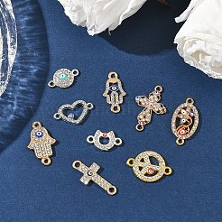 10 шт. 10 стиля звеньев/соединителей из сплава со стразами&nbsp;ALRI-YW0001-31