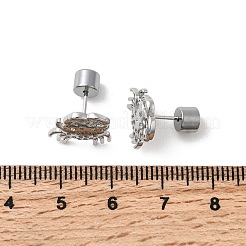 Серьги-гвоздики в форме краба из латуни с микропаве из прозрачных кубических цирконий&nbsp;EJEW-K319-01P