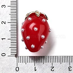 Подвески из акрила и латуни в виде клубники OACR-R006-02G-02