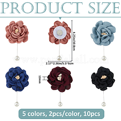 10 шт. броши из полиэстера с цветком 5 цветов&nbsp;JEWB-FH0002-46
