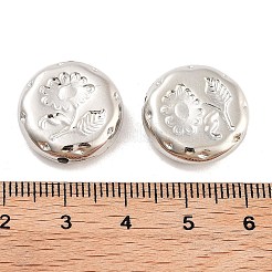 CCBプラスチックビーズ  花付きフラットラウンド  プラチナ  18x5.5mm  穴：1.6mm  約407個/500g&nbsp;CCB-S164-30P
