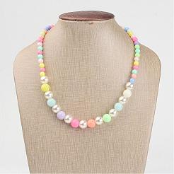 Acrilico perla imitazione laureato bambini perline collane&nbsp;NJEW-JN01587