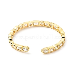 Кубический цирконий геометрическая открытая манжета браслет BJEW-J165-13A-G