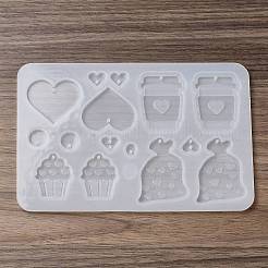 バレンタインデーの愛のイヤリングシリコンモールド  DIY樹脂作成用のペンダントモールド  ホワイト  105x161x4mm  穴：2mm&nbsp;SIL-B049-01