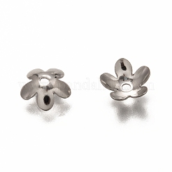 5枚の花びら304ステンレススチールビーズキャップ  花  ステンレス鋼色  7.5x8x2.3mm  穴：1.2mm&nbsp;X-STAS-I176-11P-A