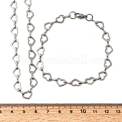Conjuntos de joyería de pulsera y collar con cadena de eslabones de corazón de acero inoxidable 304&nbsp;SJEW-L199-13P