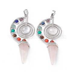 7 Chakra natürlicher Rosenquarz große Anhänger&nbsp;G-F733-02B