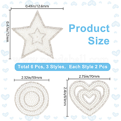 6 шт. 3 стиля тканевых нашивок со стразами для термоприклеивания/пришивания DIY-GF0010-04