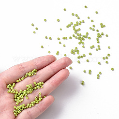 12/0 ガラスシードビーズ  不透明な色の種  ラウンド  緑黄  サイズ：直径約2mm  穴：1mm  約6666個/100g&nbsp;X1-SEED-A010-2mm-44