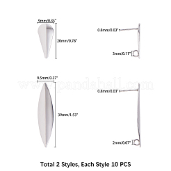 Фурнитура для сережек-гвоздиков из нержавеющей стали 304 STAS-UN0003-21P