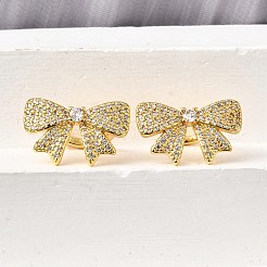 Латунные серьги-манжеты из прозрачного кубического циркония&nbsp;EJEW-K309-06G