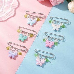 Акриловая бабочка с цветочными подвесками-булавками для килта брошь JEWB-BR00191