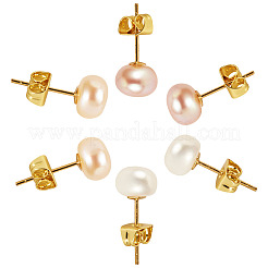 6 шт. серьги-гвоздики из натурального культивированного пресноводного жемчуга 3 цветов EJEW-TAC00026