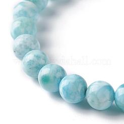 Круглый браслет из натуральных бусин ларимара/пектолита&nbsp;BJEW-A120-01B