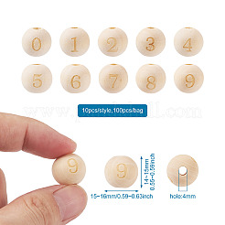 100 Stück 10 Stile unbehandelte europäische Naturholzperlen&nbsp;WOOD-CD0001-08