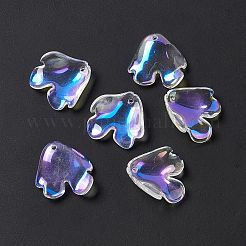 電気メッキガラスペンダント  ABカラー  花びらのチャーム  透明  20x19x4mm  穴：1.2mm&nbsp;EGLA-H102-02K