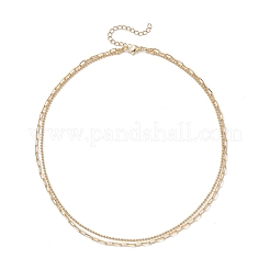 Цепочка из латунных скрепок и шариковая цепочка из нержавеющей стали 304 NJEW-JN05380