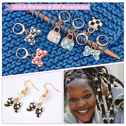 Сумка из эмали из сплава и кулон с бантом маркеры петель с замком HJEW-AB00086