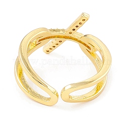 Прозрачная буквица из кубического циркония x открытое кольцо-манжета&nbsp;RJEW-I083-16G