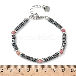 Браслеты из бусин натурального родонита и немагнитного синтетического гематита для женщин&nbsp;BJEW-Z148-03P-03