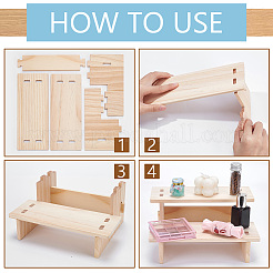 2-stufiger Displayständer für montierte Spielzeugmodelle aus Holz&nbsp;ODIS-WH0025-206A