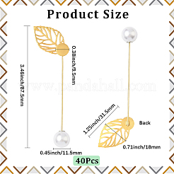 40 шт. булавки для галстука из нержавеющей стали в форме листа для женщин JEWB-SC0001-75E