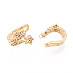 Латунные серьги-манжеты из прозрачного кубического циркония&nbsp;EJEW-T047-76G