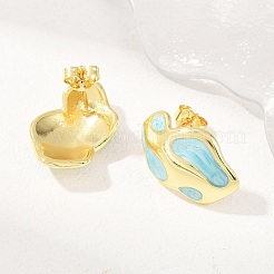 Boucles d'oreilles à clous irrégulières en laiton émaillé&nbsp;EJEW-K249-14G-05