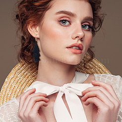 6 пара двухцветных хлопковых трехслойных сережек-кисточек EJEW-AN0001-64