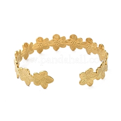 Offene Armreifen aus 304 Edelstahl mit Blumenmotiv für Damen&nbsp;BJEW-M316-01G