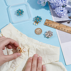 4 шт. 2-х цветные запонки из сплава со стразами HJEW-NB00210