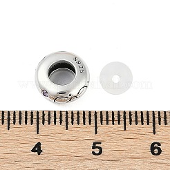 スターリングシルバーのカラフルなキュービックジルコニアのヨーロッパビーズ925個  ロンデルビーズ  天秤座  9.5x3.5mm  穴：4.5mm&nbsp;STER-R005-01AS-07
