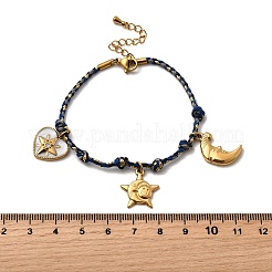 Браслеты с подвесками из нержавеющей стали 304 со стразами для женщин BJEW-Z142-03G