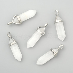 Natürliche weiße Jade-Doppelend-Spitzanhänger&nbsp;X-G-F295-04H